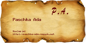Paschka Ada névjegykártya